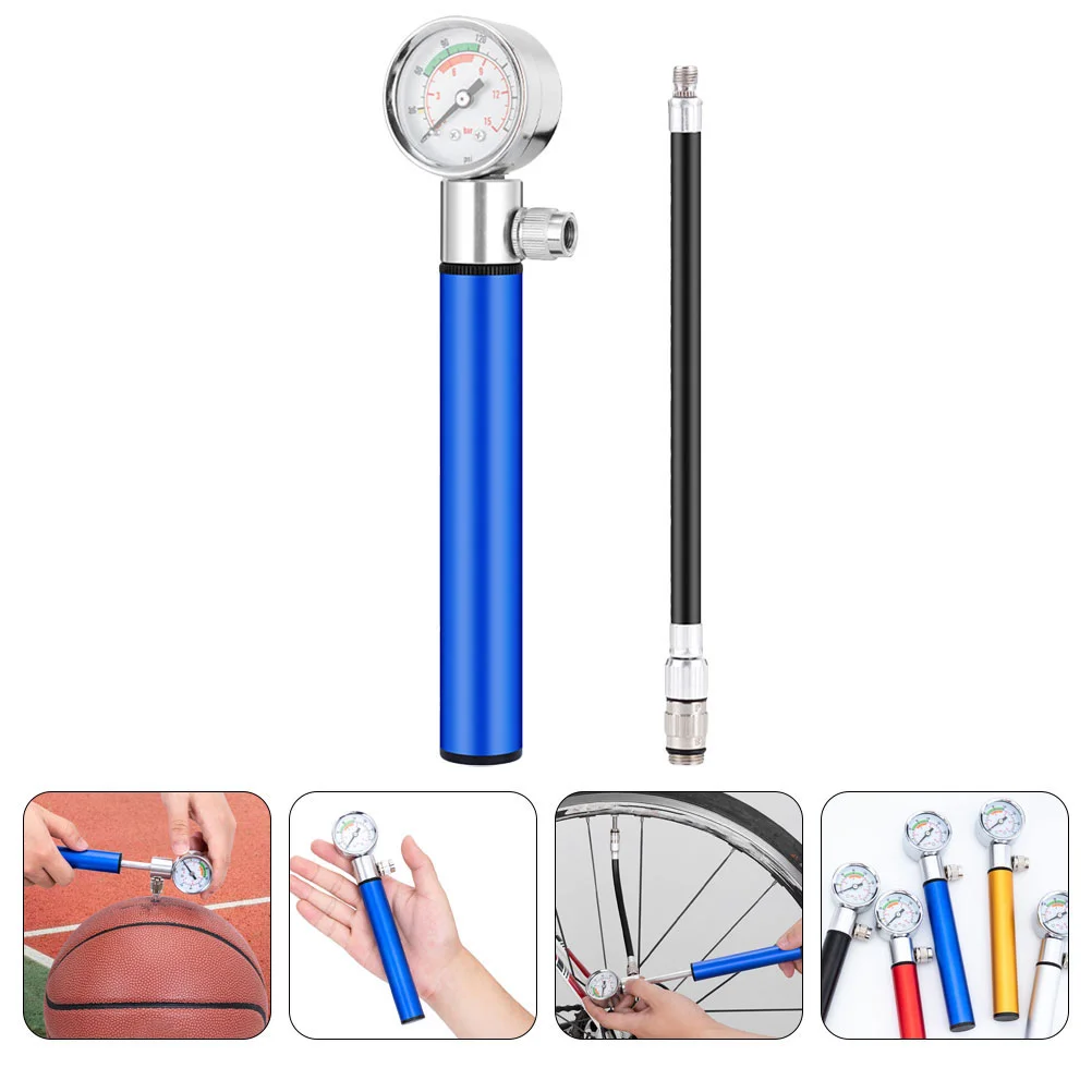 Bike Pump with Pressure Gauge Soccer Football Hand Tire Inflator Alloy Air for Inflatables