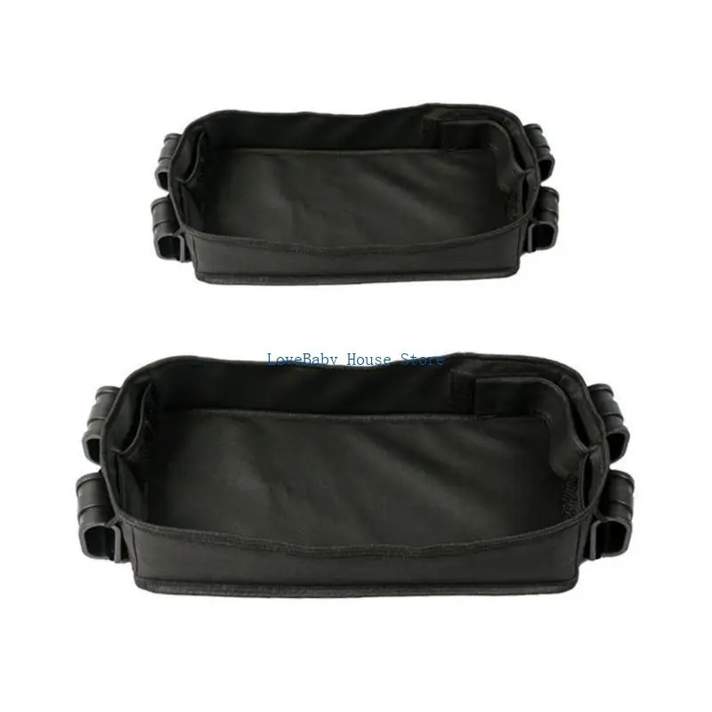 

BX0D Convenient Wagons Organiser Tray Universal Tray Equipped with Double Cup Holder and Storage Mesh Pockets