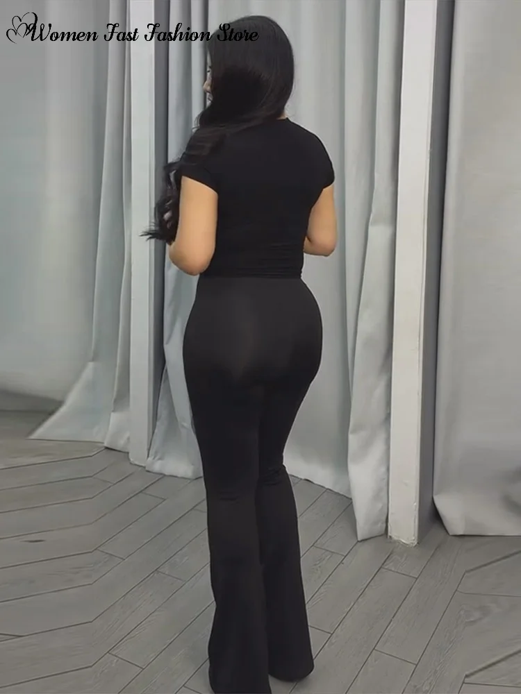High Waisted Tight-Fitting Flared Pants 2026 Autumn New Female Slim Leg Long Black Trousers Women's Workout Yoga Leggings