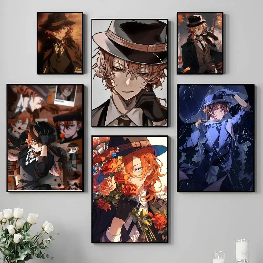Anime B-Bungo Stray D-Dogs N-Nakahara Chuuya Poster Self-adhesive Art Waterproof Paper Sticker Coffee House Bar Room Wall Decor