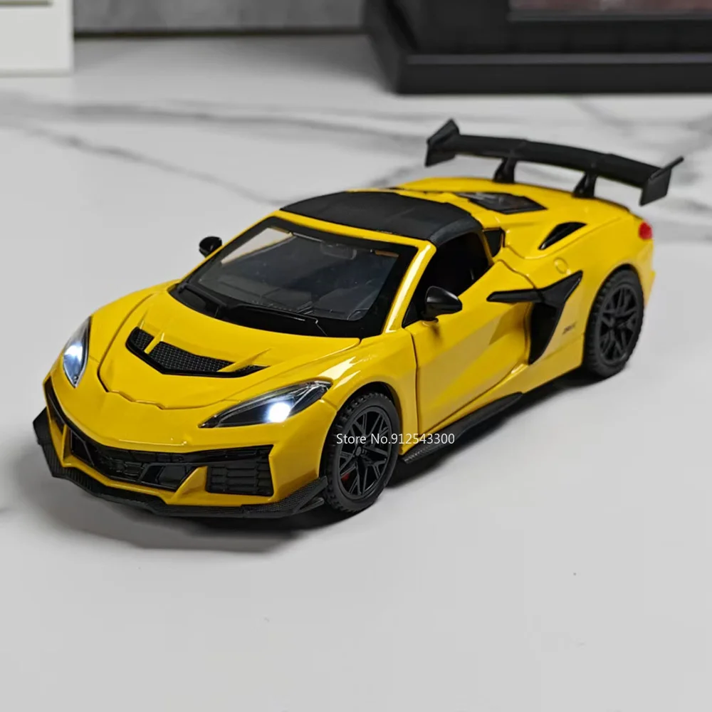 1:32 Scale C8 ZR1X C2 Model Toy Car Metal Diecast Doors Opened Supercar Rear Wheel Pull Back Models Toys Exquisite Gifts view 5