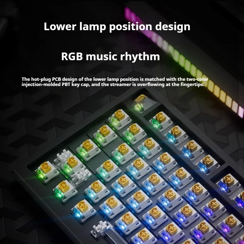 Ajazz Ak820 MAX Mechanical Keyboard Three Mode Bluetooth 2.4G Wireless Mute RGB PBT Hot Swap Game Mechanical Customized Keyboard