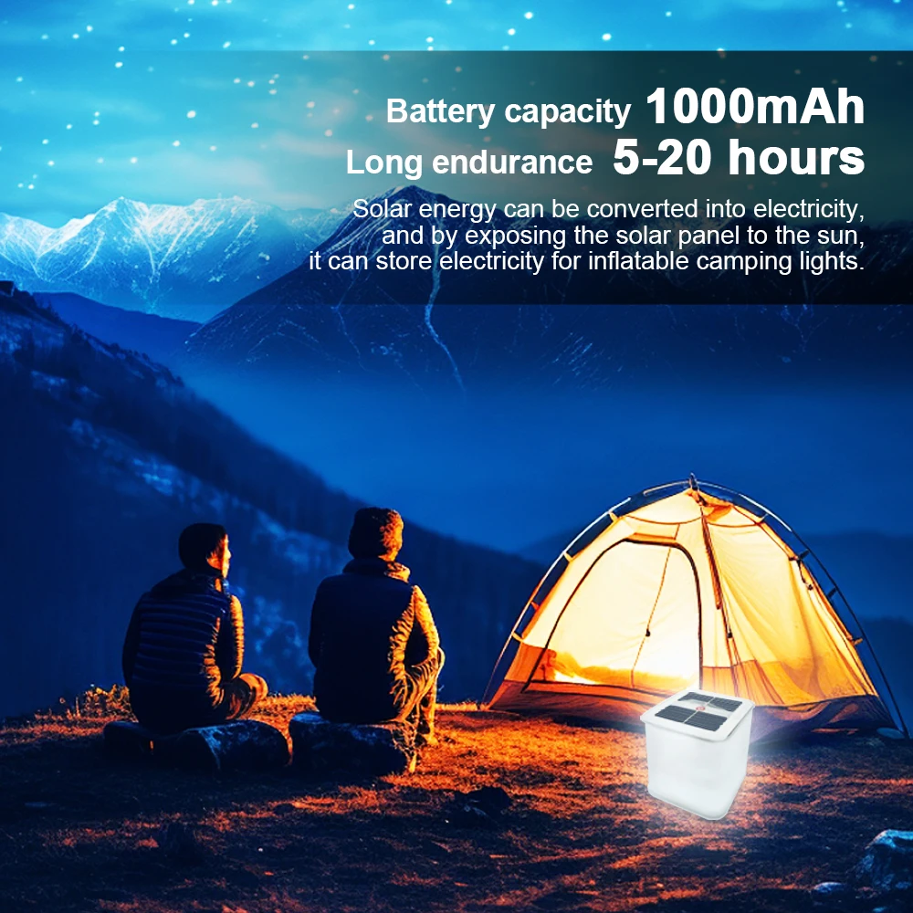 Rechargeable Camping Lights Solar LED Inflatable Lamp Waterproof Emergency Light For Power Outages Hurricane Survival Kits