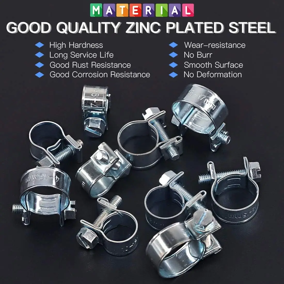 30pcs 7-15mm Hose Clamp Fuel Line Clamp Water Pipe Clip Seal Welding Clip Fuel Gas Pipe Cable Coolant Radiator Anticorrosive