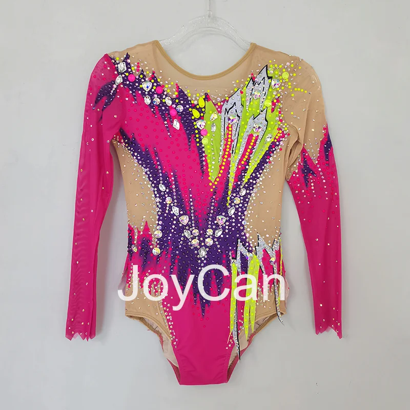 Joycan Rhthmische Gymnastiek Maillots Meisjes Vrouwen Roze Spandex Elegante Danskleding Voor Competitie