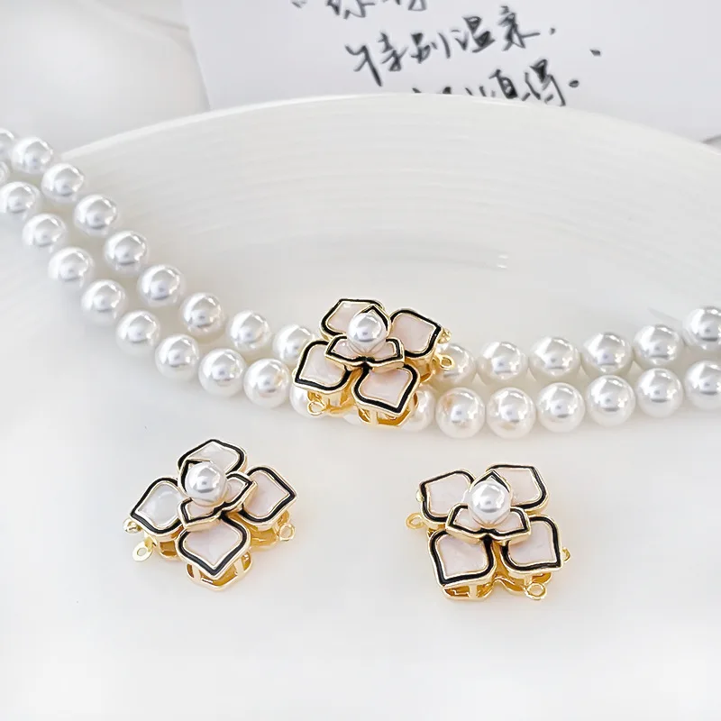 1 Piece Oil Drop Four-leaf Flower Pearl Connection Buckle DIY Bracelet Necklace Accessories Jewelry Making Materials Wholesale