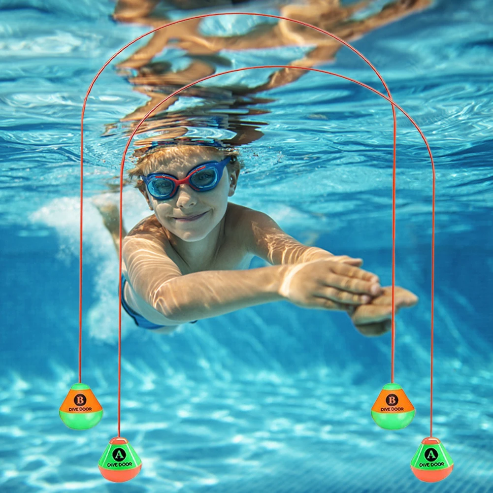 2pcs Diving Pool Toys Set Body Exercise Through Door Diving Ring Durable PVC Swim Through Door Toys Best Gift for Boys Girls