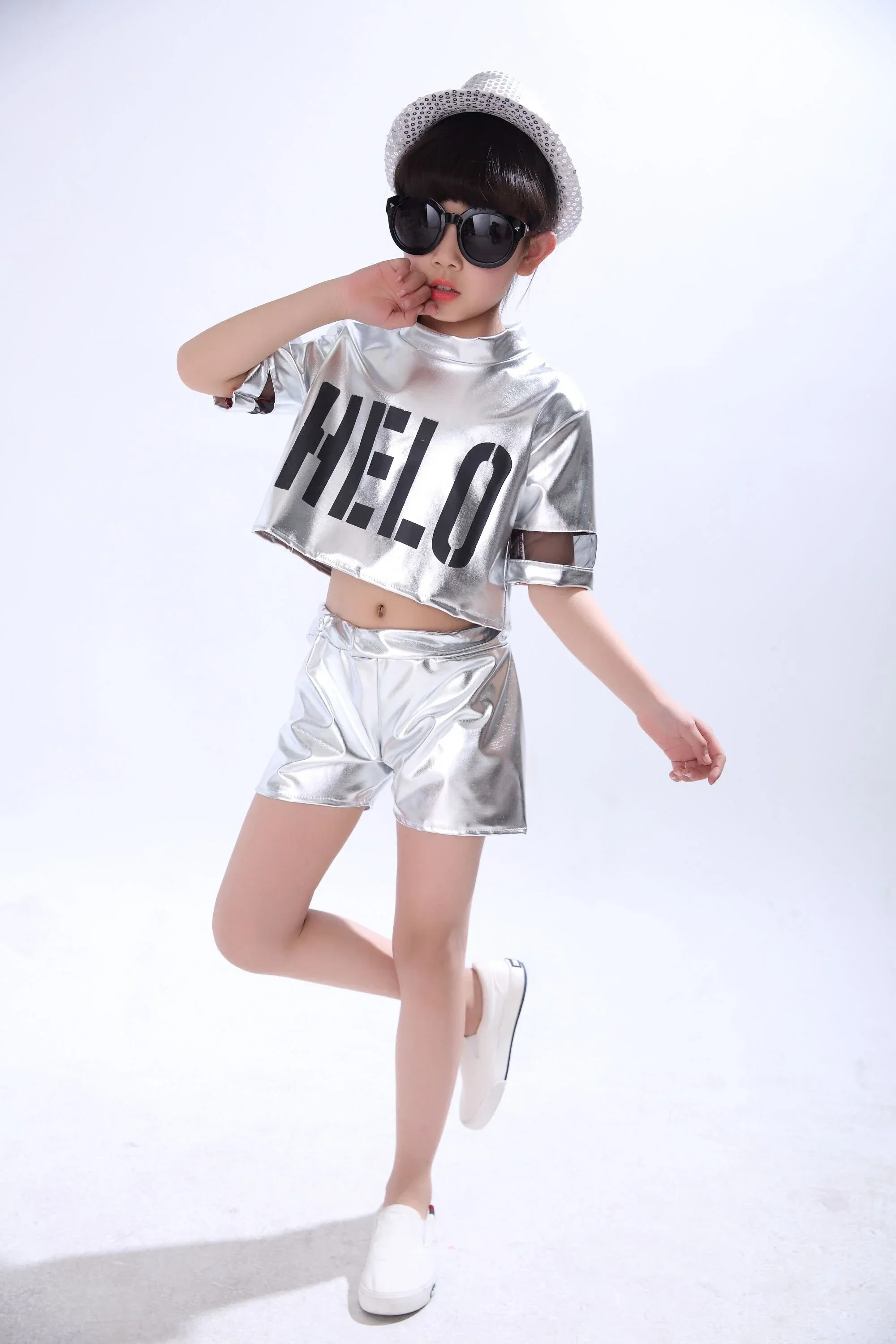 

Children Jazz Dance Costumes Glisten Boys Girls Hip-hop Modern Dance Performances Clothing Set Kids Jazzy Dance Wear