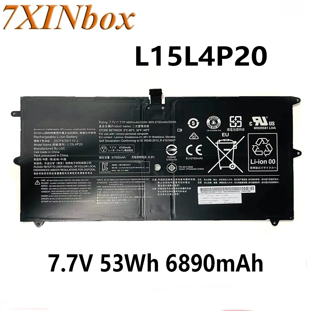 

7XINbox L15L4P20 L15M4P20 7.7V 53Wh 6890mAh laptop Battery For Lenovo YOGA 4S 900S-12ISK Rechargeable laptop Battery