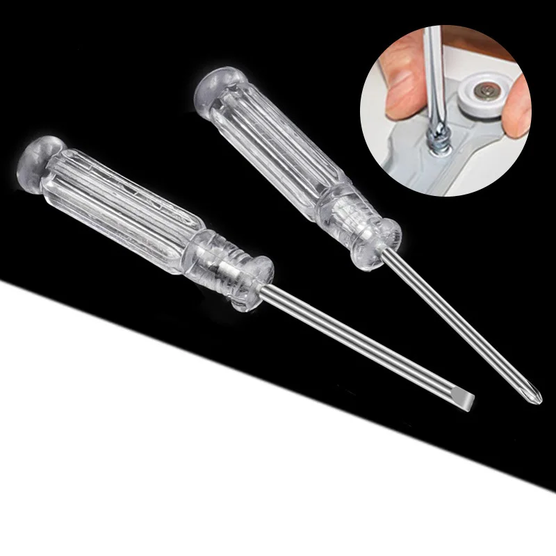 BIESUO Cross Flat-head Screwdriver with Transparent Handle 3.0 Mini Screw Batch Appliance Toy Screwdriver Small Screwdriver