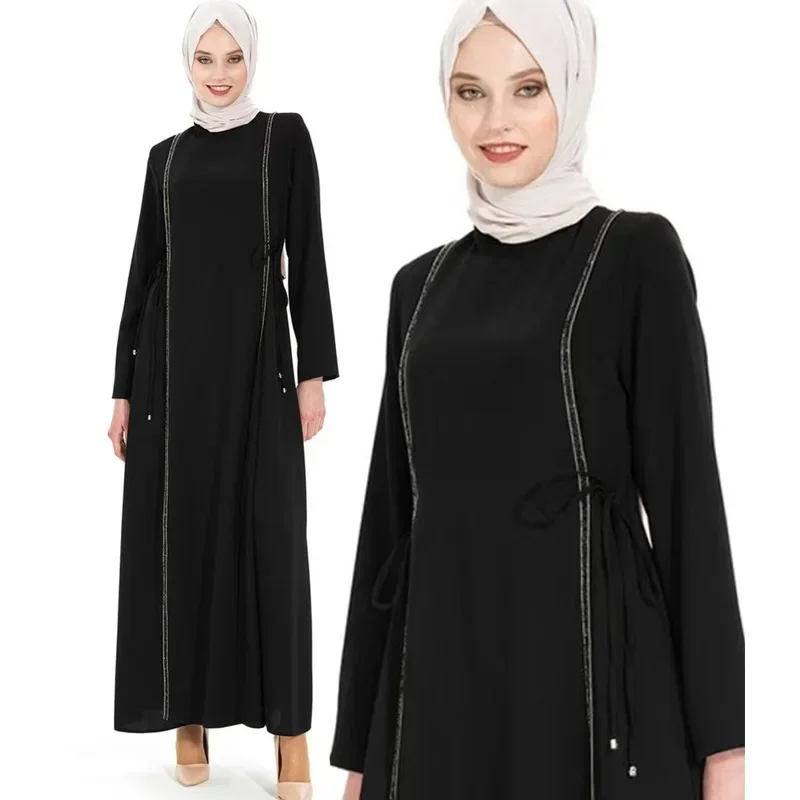 2024 Spring New Muslim Middle Eastern Women's Clothing Foreign Trade Hot Diamond Abaya Long Dress Muslim Saudi Arabian Clothing