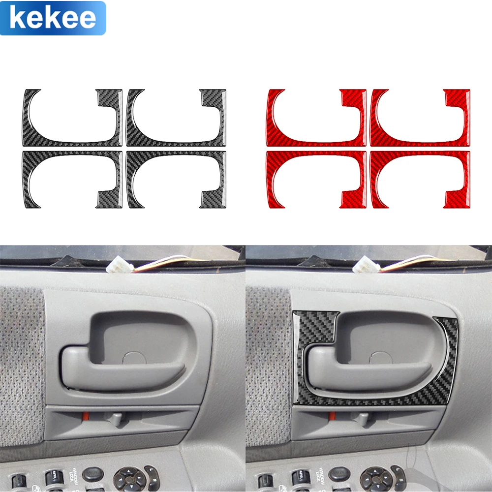 For Dodge Dakota 2001 2002 2003 2004 Door Handle Frame Cover Trim Real Carbon Fiber Sticker Car Interior Moulding Accessories