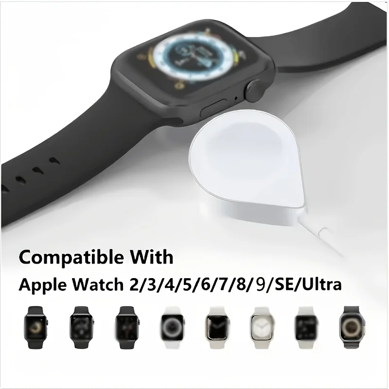 Teardrop‑Shaped USB-A  Magnetic Charger Cable for Apple Watch, White, Compatible with Apple Watch Series 1‑9 All Models