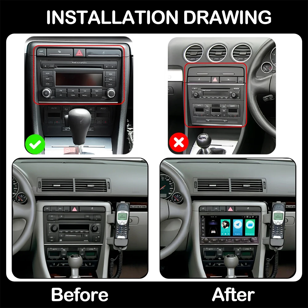 Smart System Android 16 for Audi A4 2000-2009 Car Video Radio Multimedia Player Cooling Fan SWC Video Bluetooth 4G LET