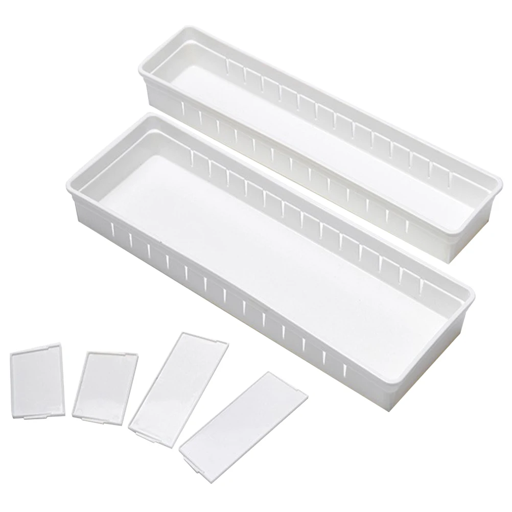 

2pcs Drawer Storage Box Divided Multi-Purpose Compartment Organizer For Makeup Brushes Lipsticks Kitchen Bathroom Desk Plastic