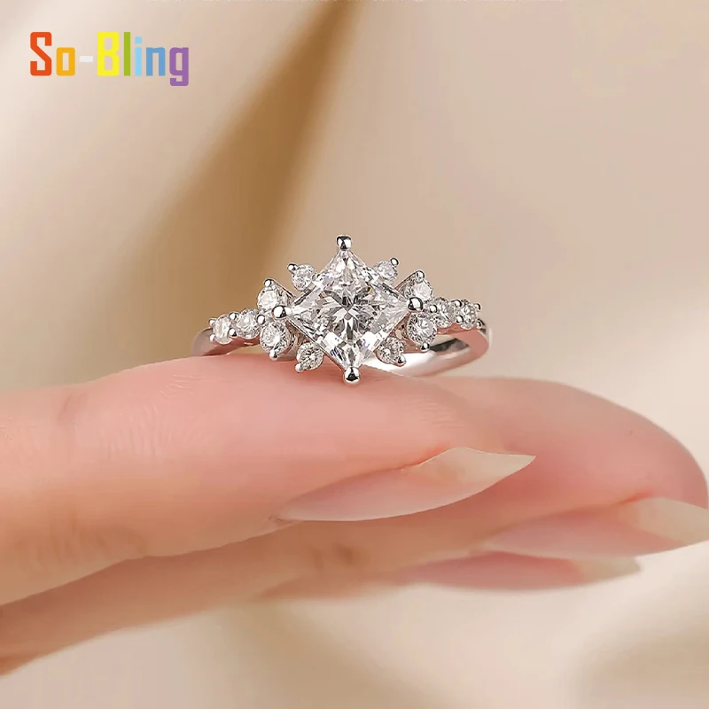 So-Bling 2ct مويسانيتي خاتم الماس الأميرة 925 فضة خواتم للنساء أنيقة غرامة مجوهرات حفلة هدية #2