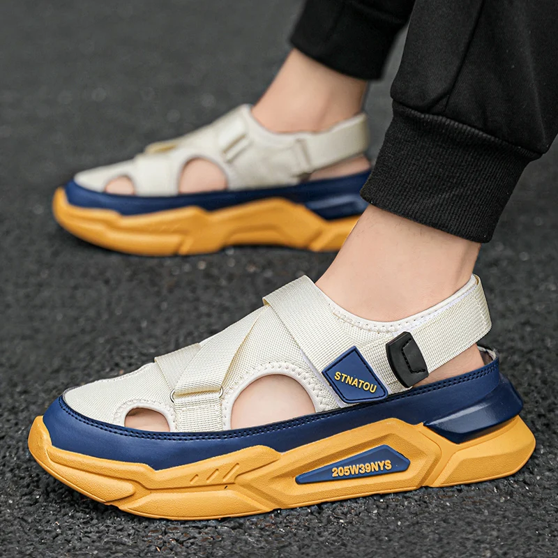 Fashion Designer Men's Sandals Breathable Casual Shoes for Men Outdoor Non Slip Beach Sandals 2024 New Male Platform Sandalias