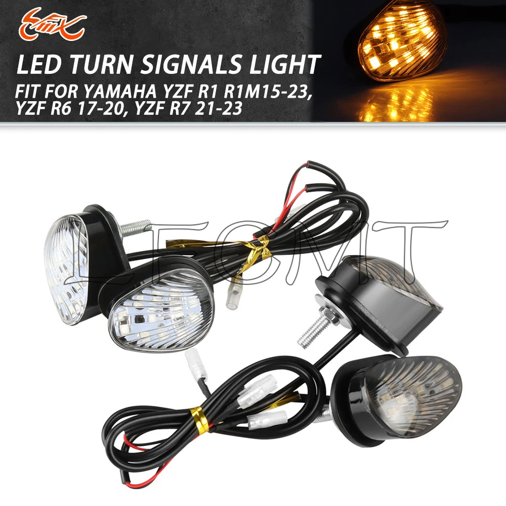 Motorcycle Mini LED Turn Signal Flasher Lights Indicator Flashing Lamp Fit for YAMAHA YZF R1 R1S R1M YZFR6 YZFR7 YZFR1 YZFR1S