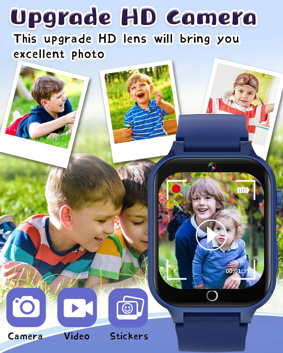 KGG Kids Smart Watches For Girls Boys 26 Games Touch Screen  Camera Pedometer Video MP3 Alarm Kids Digital Watch Birthday Gift