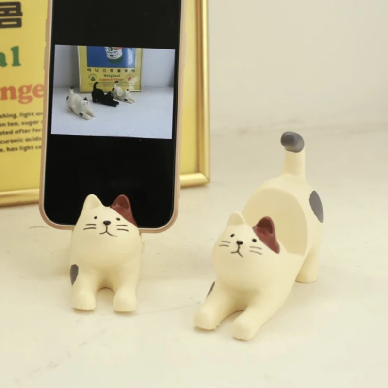 Phone Holder Bracket Resin Creative Convenient Lovely Design Cat Shape Bracket Mobile Phone Accessories image 3