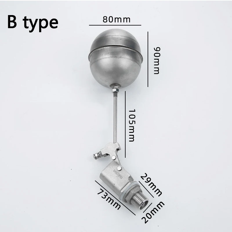 1/2 inch Float Ball Automatic Water Level Control Stainless Steel Adjustable Float Valve for Water Tank Livestock Equipment
