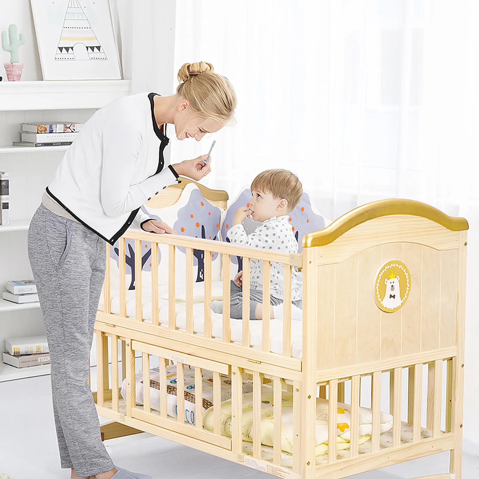 Baby Crib Latches 4 Pack Spring Loaded Iron Locking Pins for Mini Crib Bed Furniture and Windows