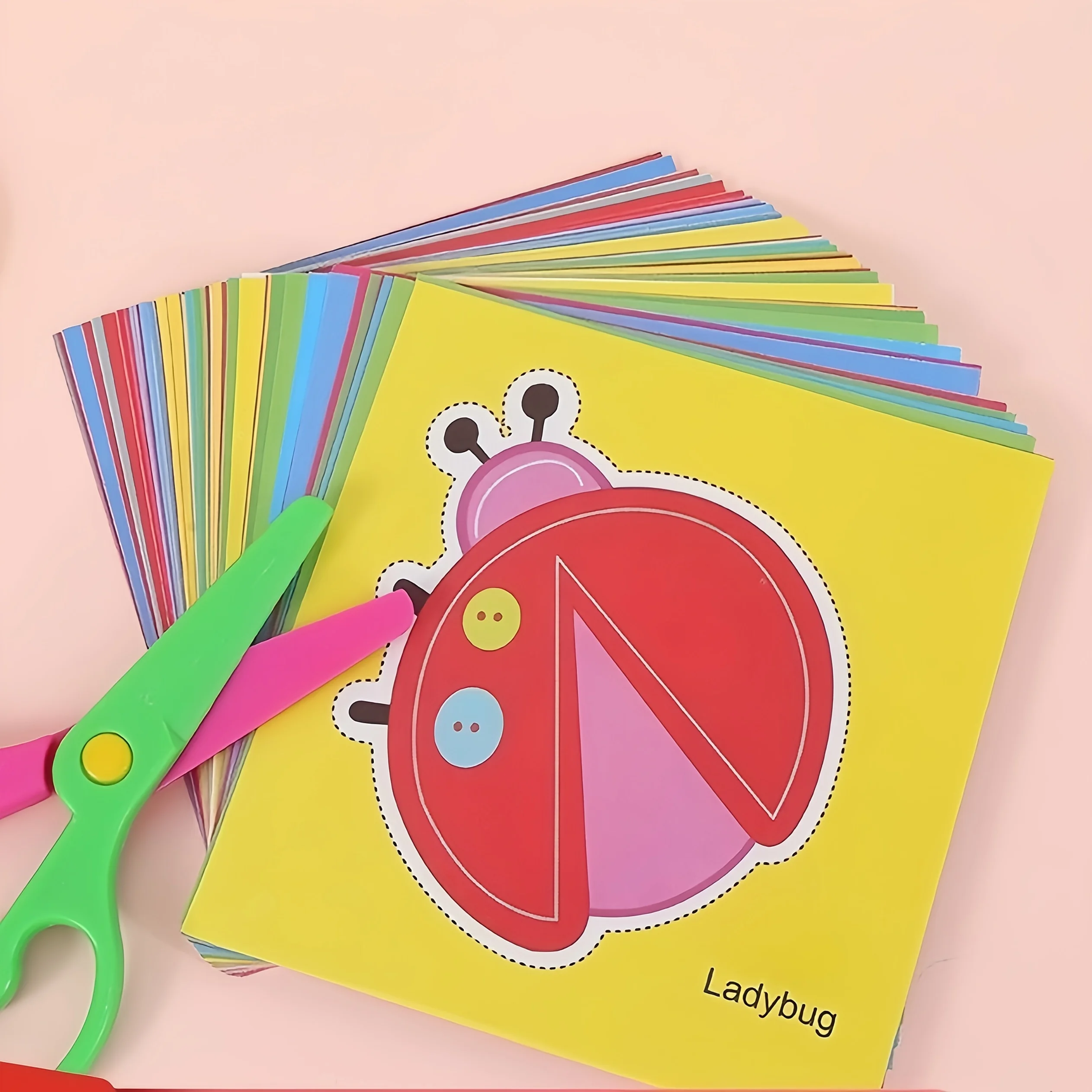 96-Piece Children's Scissors Skill Activity Set - Includes Paper-Cutting Tools, Safe Children's Scissors, Suitable for Origami, Fine Motor Training, Animal Patterns, Fruit Themes, and Transportation Designs Improve Hand-Eye Coordination and Flexibility. A Great Choice for Birthday Gifts or Holiday Giveaways.