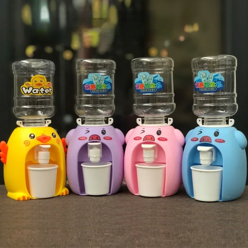 Mini Water Dispenser Cute Baby Toy Drinking Water Cooler Lifelike Children Cartoon Simulation Device for Kid Home Decor Ornament