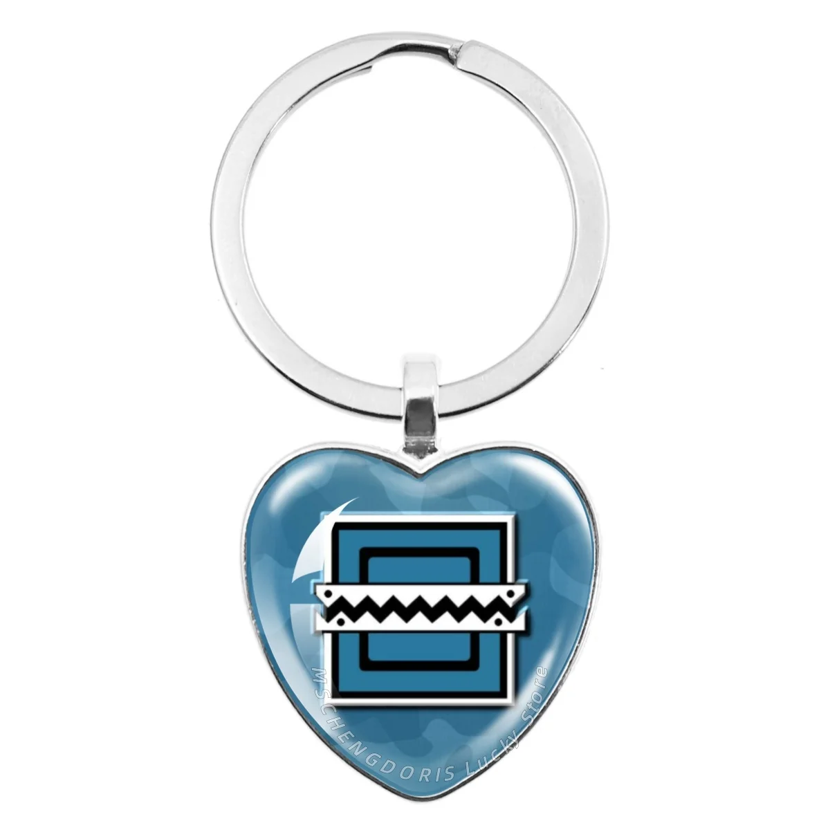 Rainbow Game Six Siege Heart-Shaped Keychain Skill Icon Pattern Metal Glass Pendant  Keychain Charm Jewelry Fans Gifts