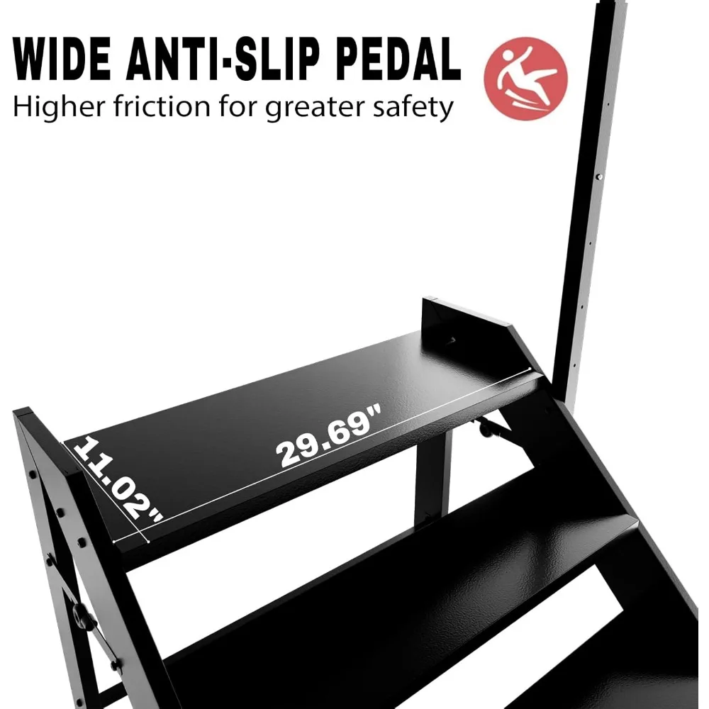 Standard Rolling Ladder 218G Steel with Serrated Tread, Spring Loaded Casters, No Handrails, Unassembled, Suitable for Industria