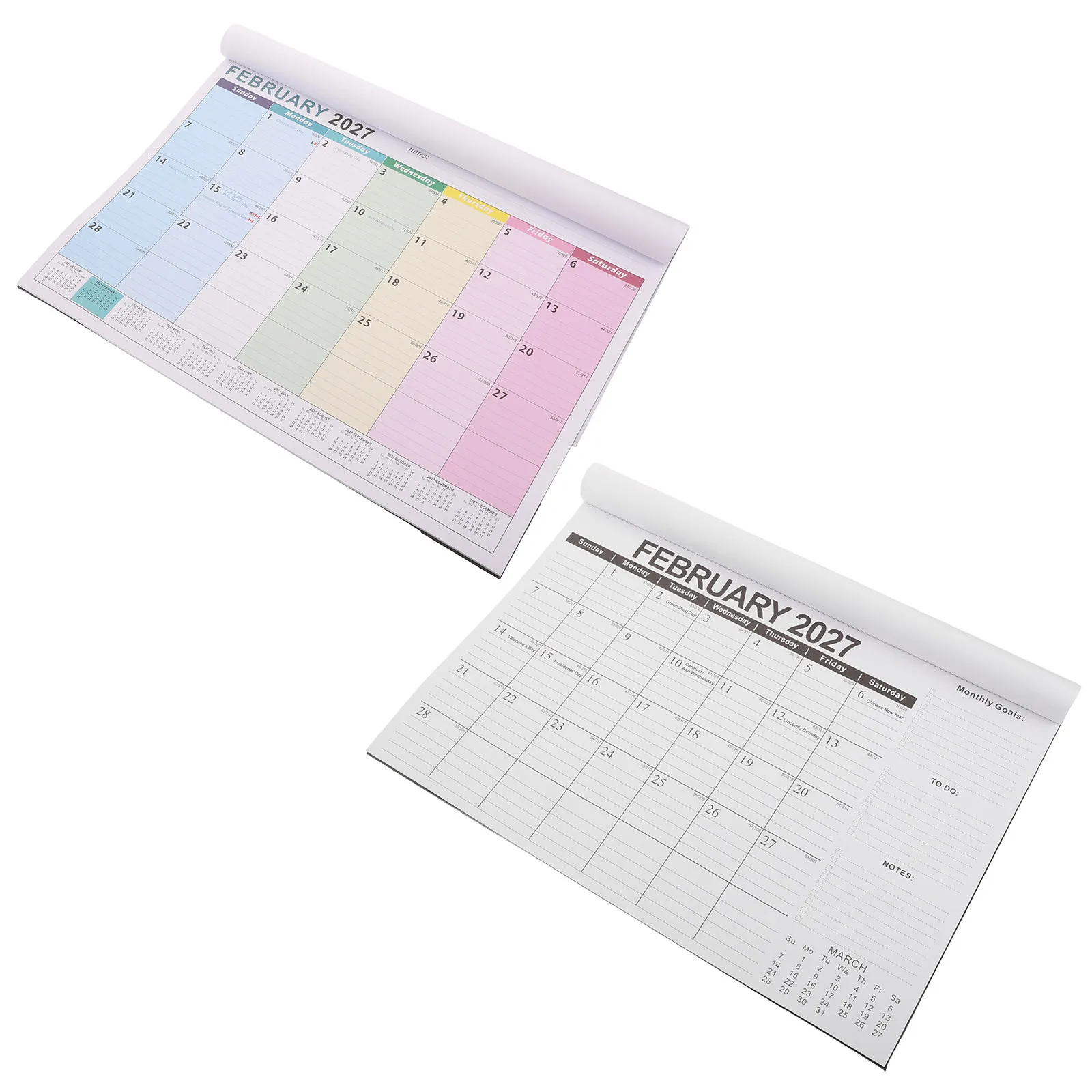 2Pcs 2027-2028 Wall Calendar 18 Month Large Monthly Planner with Julian Ruled Dates Academic Desk Wall Scheduler