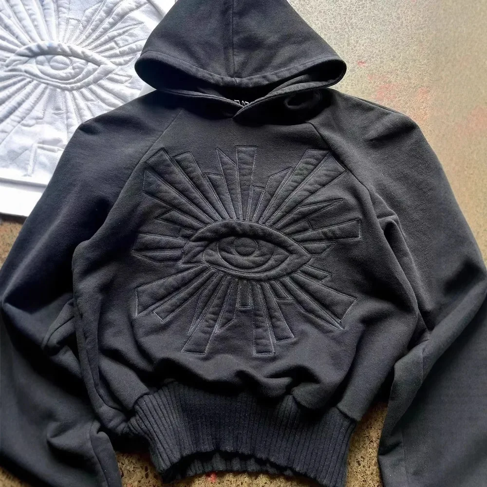 

Unisex Sweater 2025 Man Women Y2K Harajuku Hoodie Gothic Punk Hip Hop Glasses Embroidery Pullover Hooded Sweatshirt