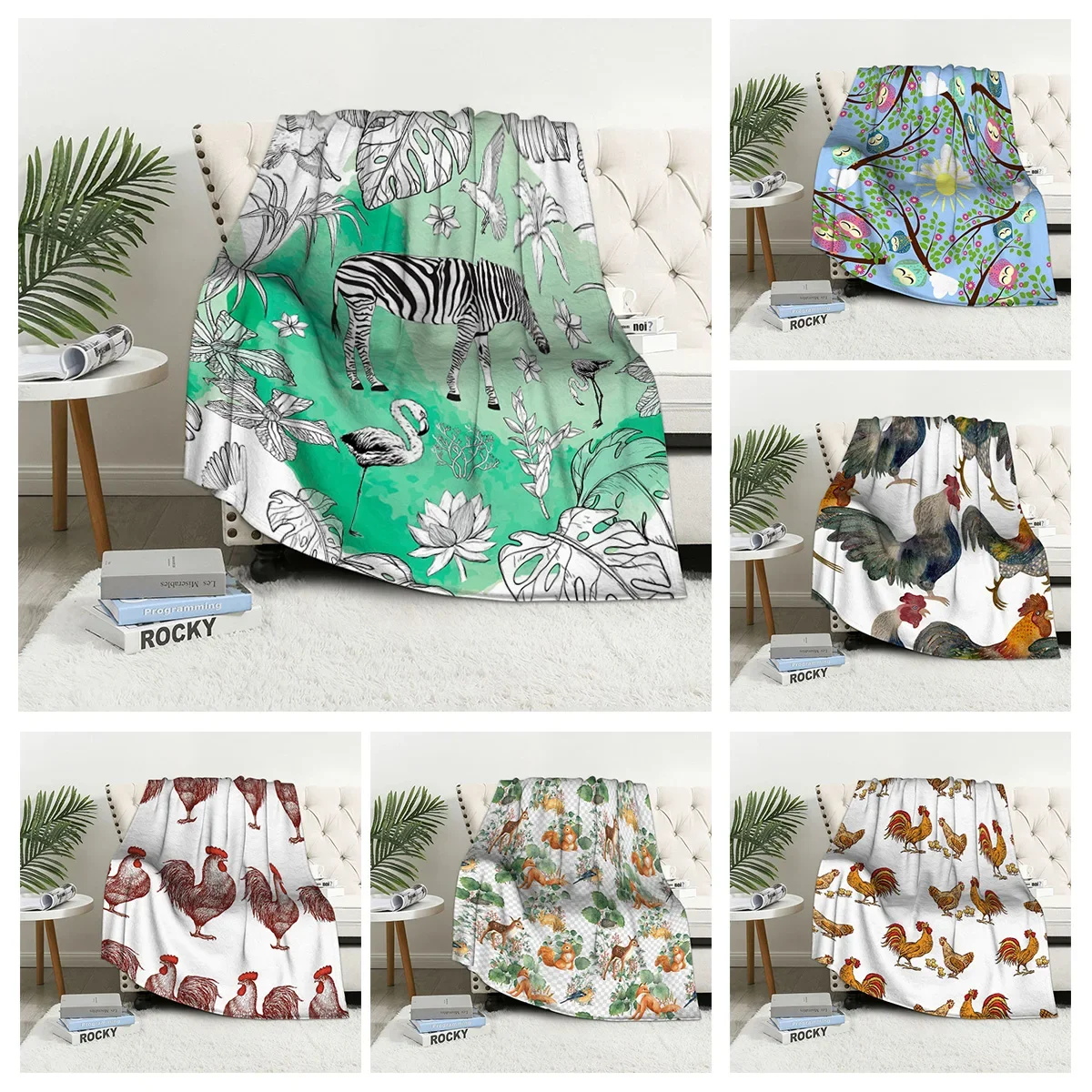 Manta de felpa para sofá, colcha suave y esponjosa para decoración del hogar, a cuadros, moderna, para Halloween, con dibujos de animales y gatos