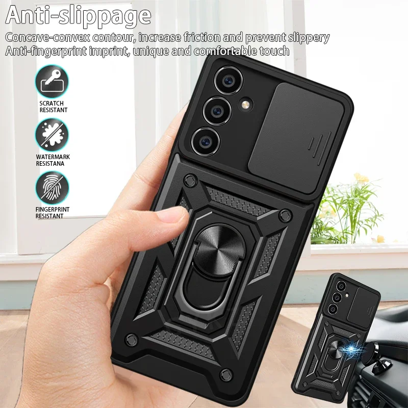 For Samsung Galaxy A05s 4G Case Car Magnetic Stand Ring Phone Case For Samsung A05s A 05S SM-A057F Slide Camera Armor Back Cover