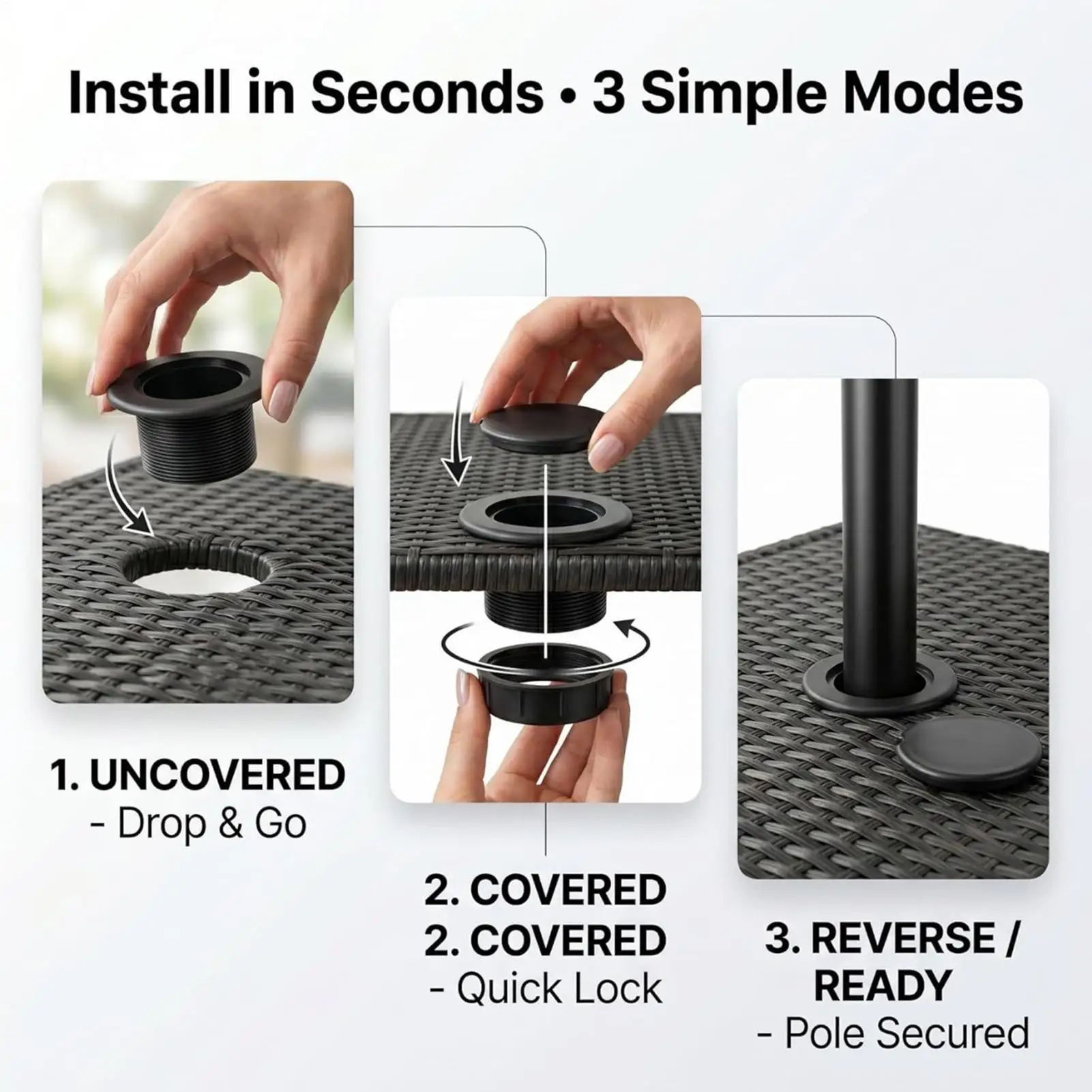 Umbrella Hole Cover Wind Resistant Heavy Duty Replacement Patio Table Hole Ring Replacement For Outdoor Backyard Garden Deck