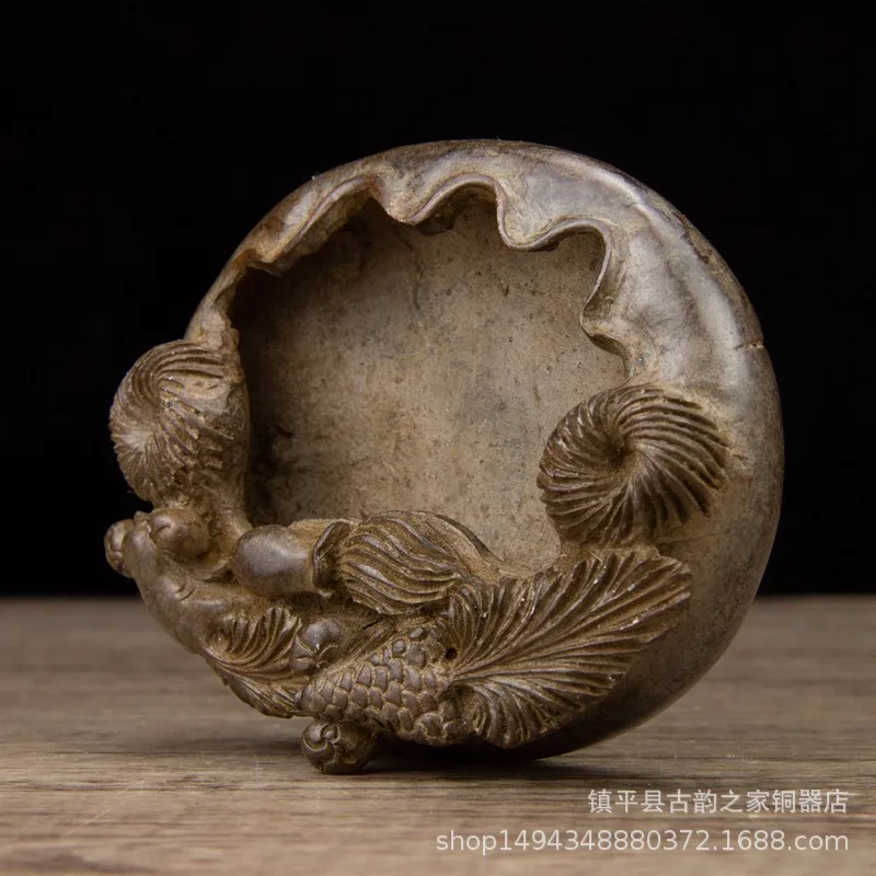 Brass Goldfish Playing with Lotus Pen Washer Paperweight Office Home Living Room Study Shop Decoration