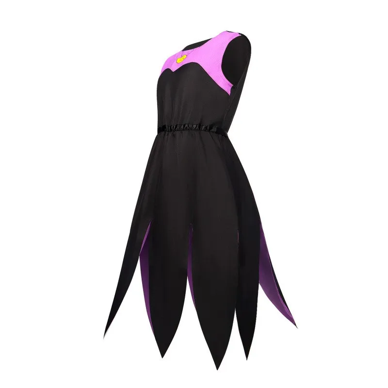 الأخطبوط الساحرة أنيمي تأثيري حلي أسود أرجواني فستان الظلام الشر امرأة مثير ملابس الكبار الأطفال هالوين مهرجان الكرنفال