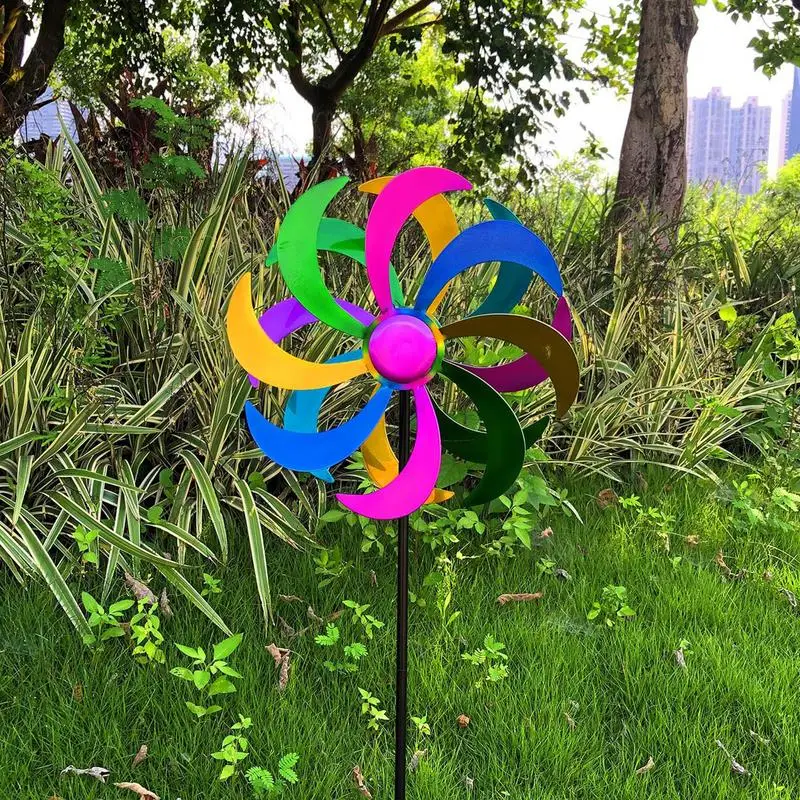 Kinetic Metal Garden Wind Spinners 47 Inch Wind Checker Pinwheels For Yard And Garden Outdoor Decorative Windmills Gifts