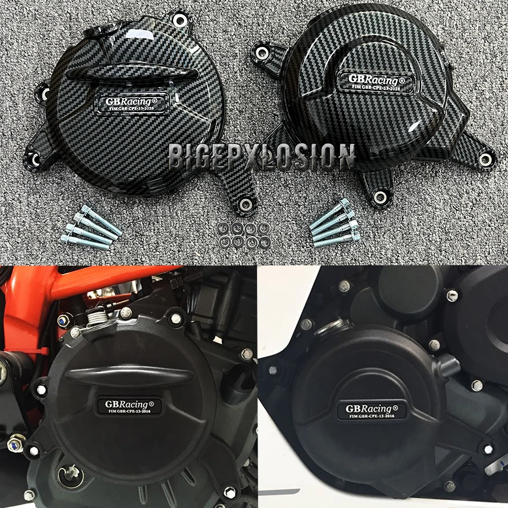 2024 RC390 NEW Carbon Fiber Printing Motocrosss Engine Cover Protection GB Racing For RC 390 2017-2024 & DUKE 390 2016-2024