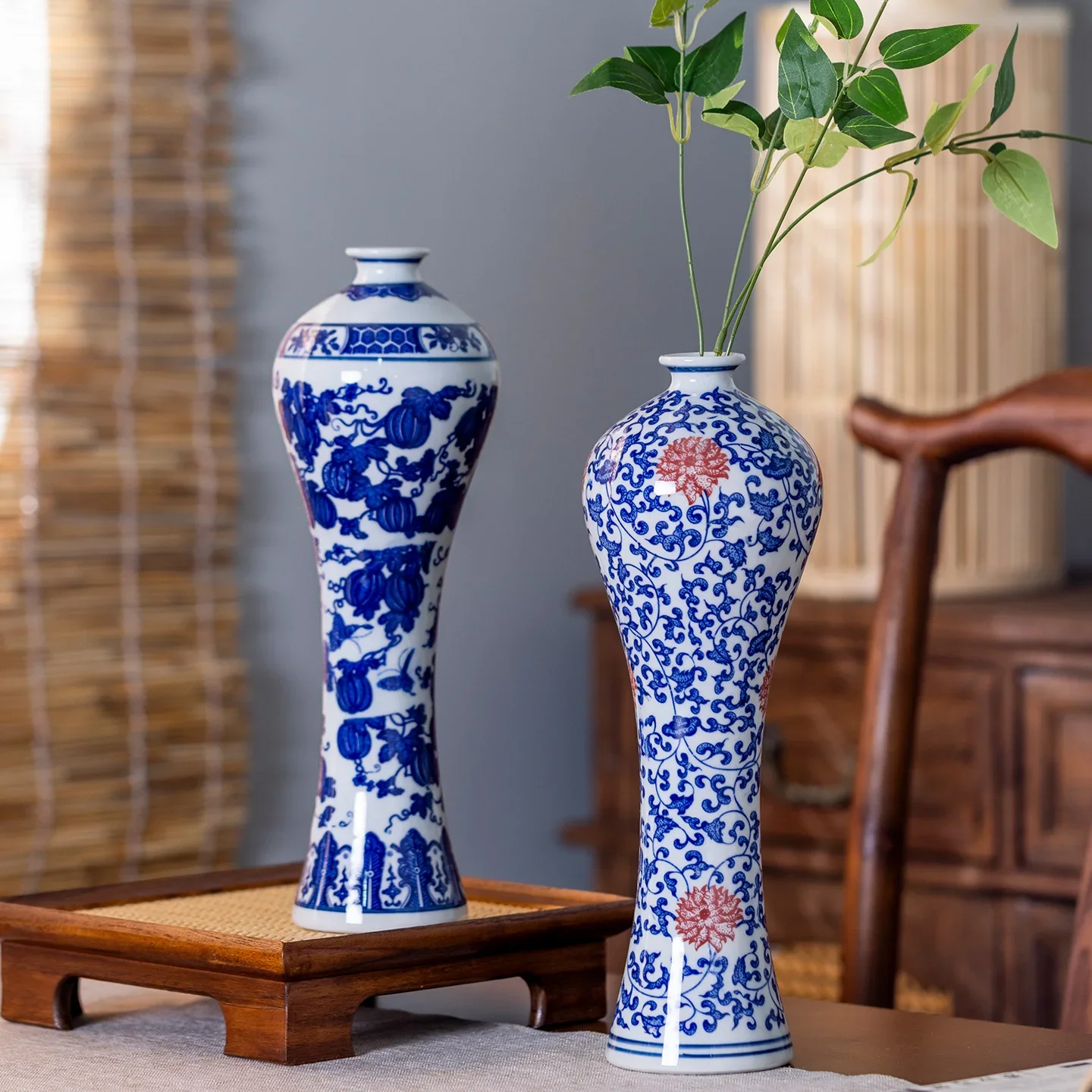 Chinese Blue And White Porcelain Beauty Vase Decoration Living Room Jingdezhen Ceramic Vase Decoration