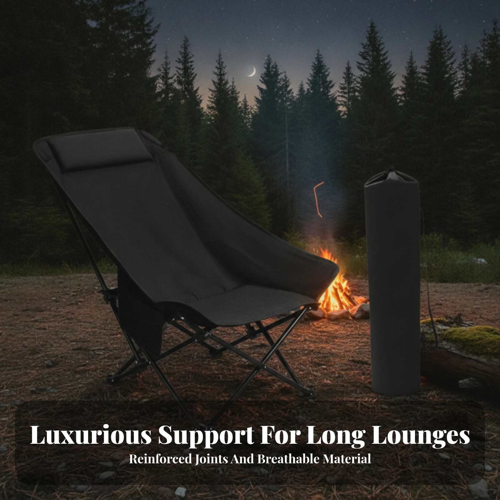 Moon Chair with Steel Frame Adjustable Moon Chair Recliner Sturdy Furniture Comfortable for Campers, Camping, Patio