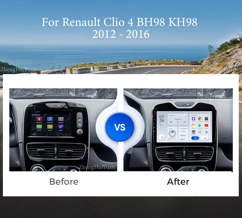 Android 14 For Renault Clio 4 BH98 KH98 2012 -2016 2K QLED Android Car Radio Multimedia Video Player GPS AI Voice CarPlay Stereo