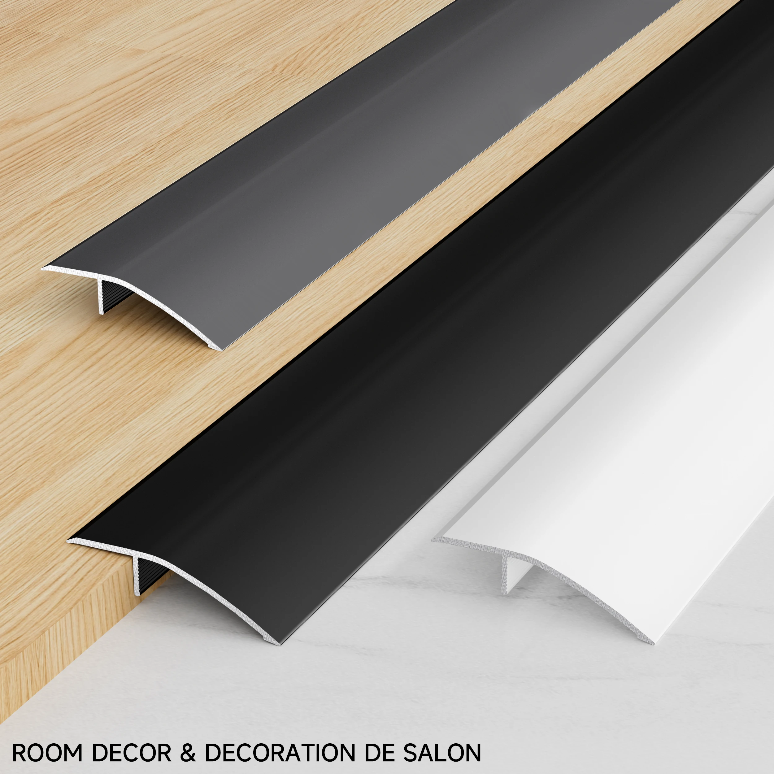 Aluminum Floor Transition Strip Threshold Reducer for Stairs, Tile, Wood Height Difference 90cm 2pcs 3 Colors