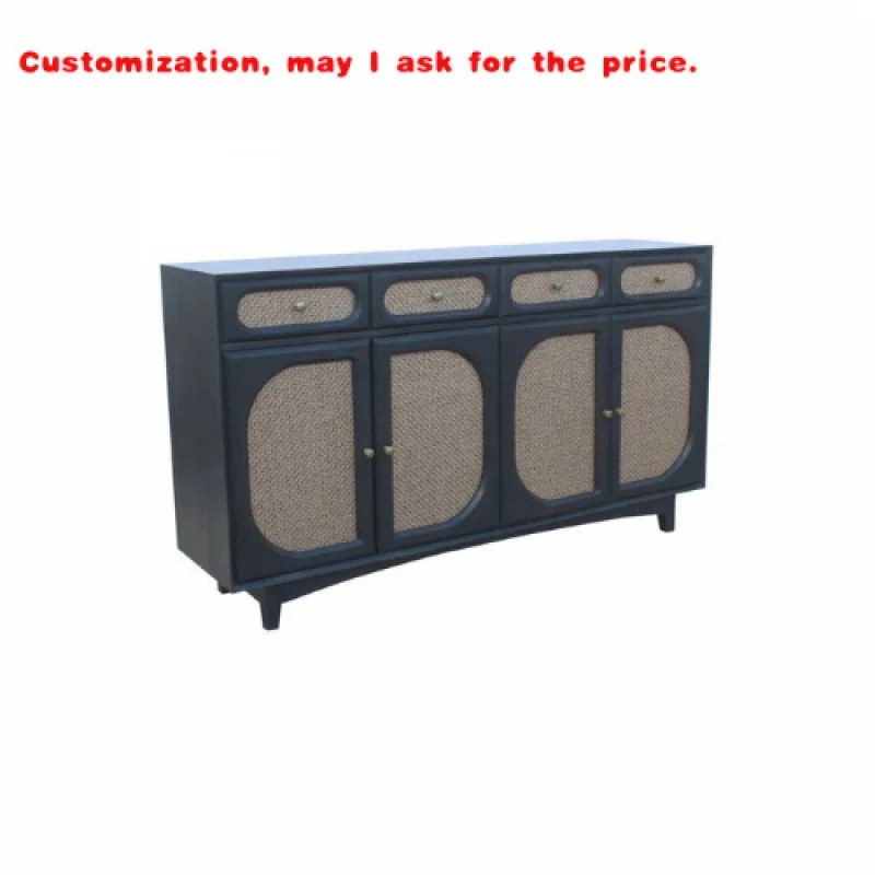 

custom.Solid Wood Modern 4-Door 4-Drawer Sideboard with Clean Lines Spacious Storage Dining Bedroom Hotel