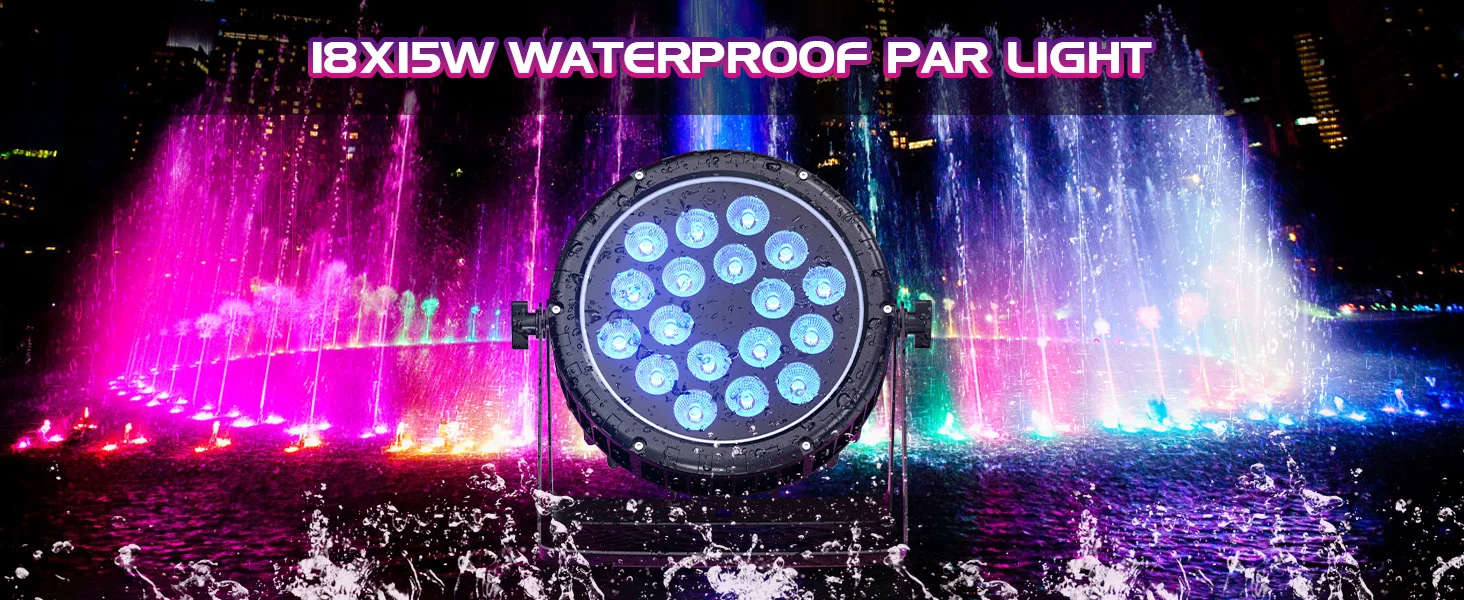 U'King 4PCS IP65 Waterproof Flat Stage Light 18 LED Par Light RGBW DMX512 Effect DJ Disco Party Christmas Bar Wedding Show Light