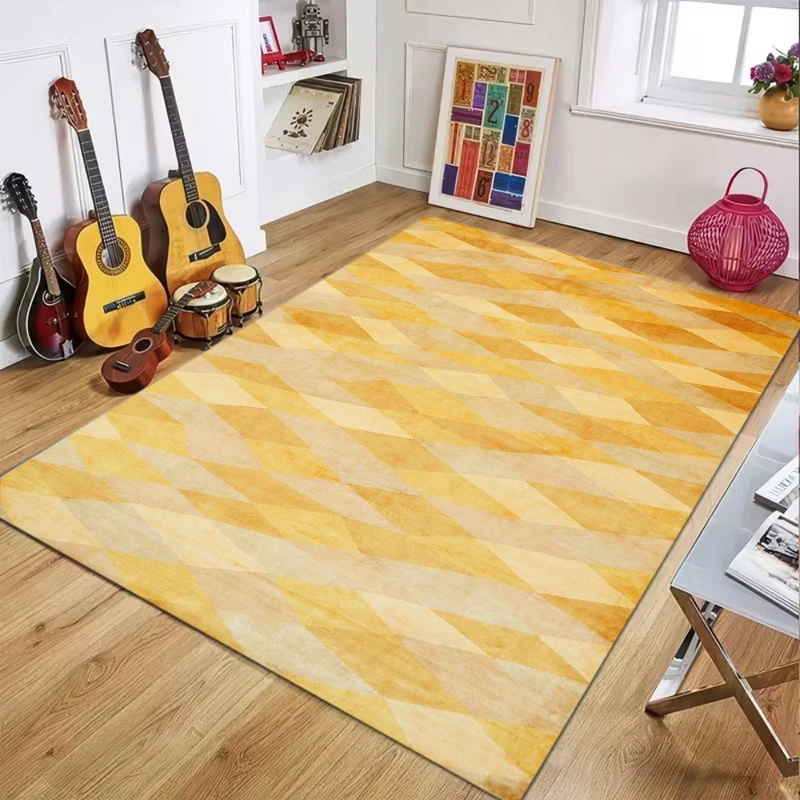 Boho Multicolor Triangle Print Area Rug, Geometric Watercolor Floor Mat for Living Room Bedroom, Modern Home Decor Carpet