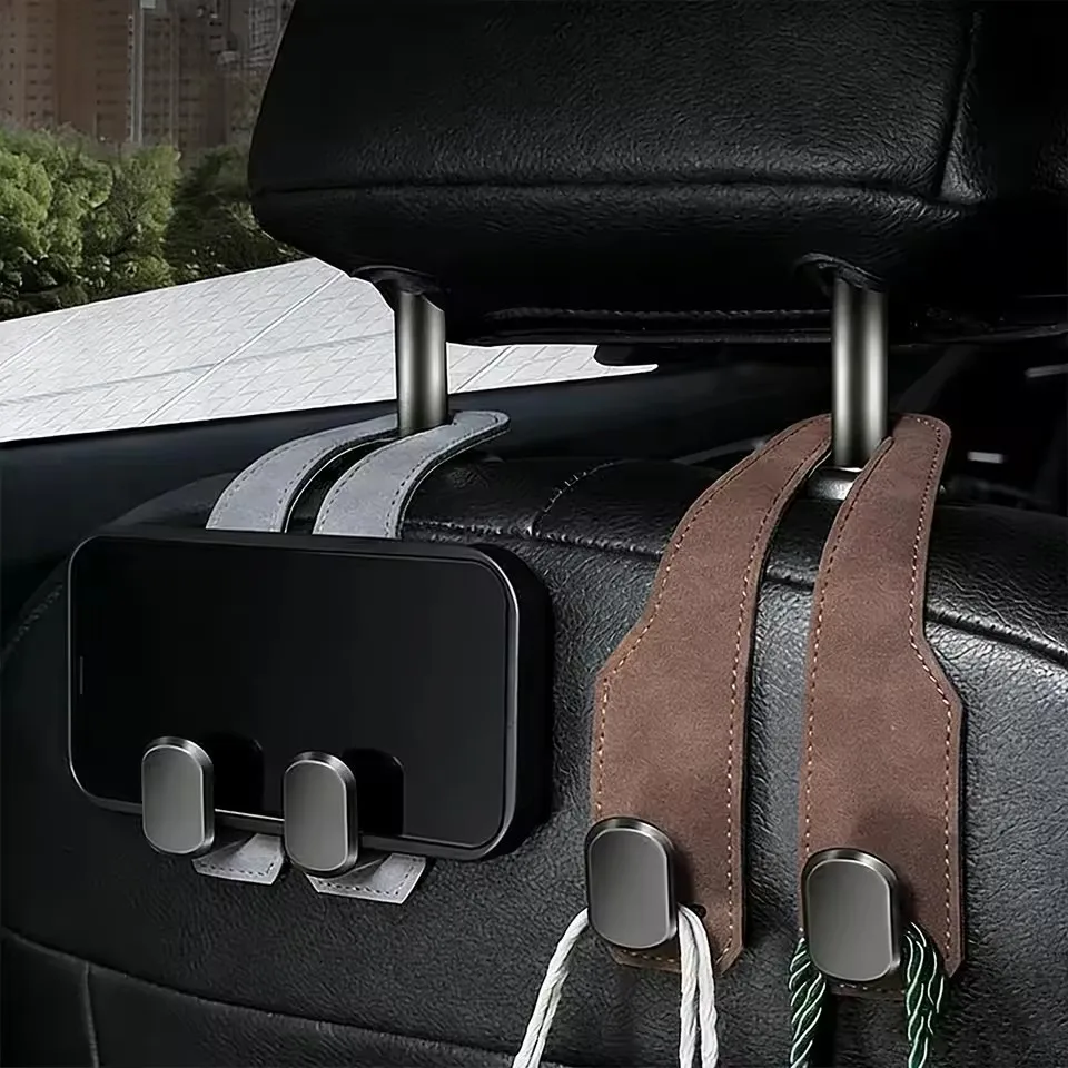 Car Headrest Hooks Hanger for Bags Seat Back Organizer Holder Clips Auto Fastener Hooks Car 2 in 1 Car Hook