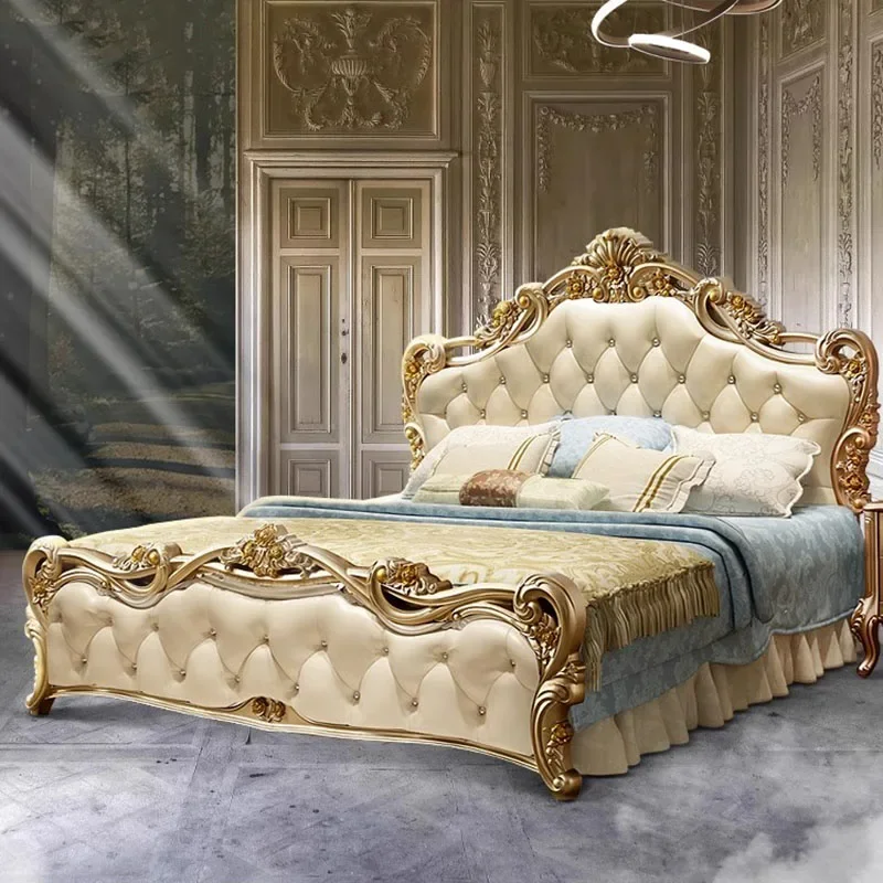 

Nordic High End Modern Double Bed Queen Size Master Aesthetic Twin Double Bed Faux Leather Camas Matrimonial Bedroom Furniture