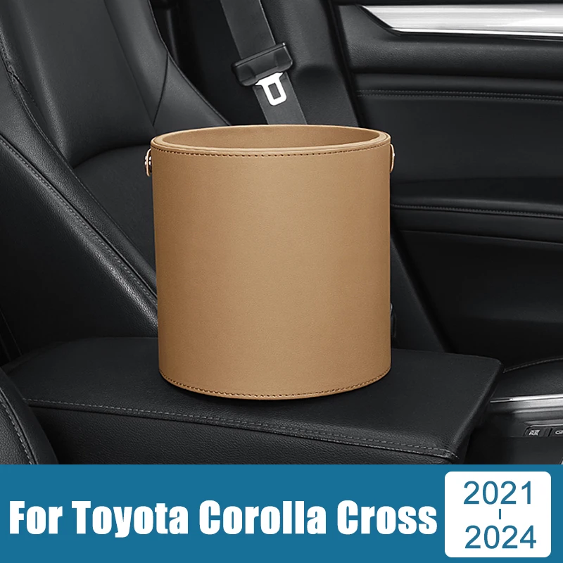 

For Toyota Corolla Cross XG10 2021 2022 2023 2024 Hybrid Universal Portable Car Circular Trash Can Garbage Pocket Sundries Bin