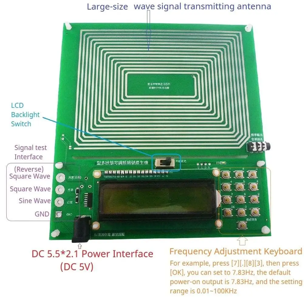 DC 5V Adjustable 0.1Hz-100KHz 7.83HZ Schumann Resonance Ultra-Low Frequency Pulse Wave Generator Audio Resonator Sine Wave